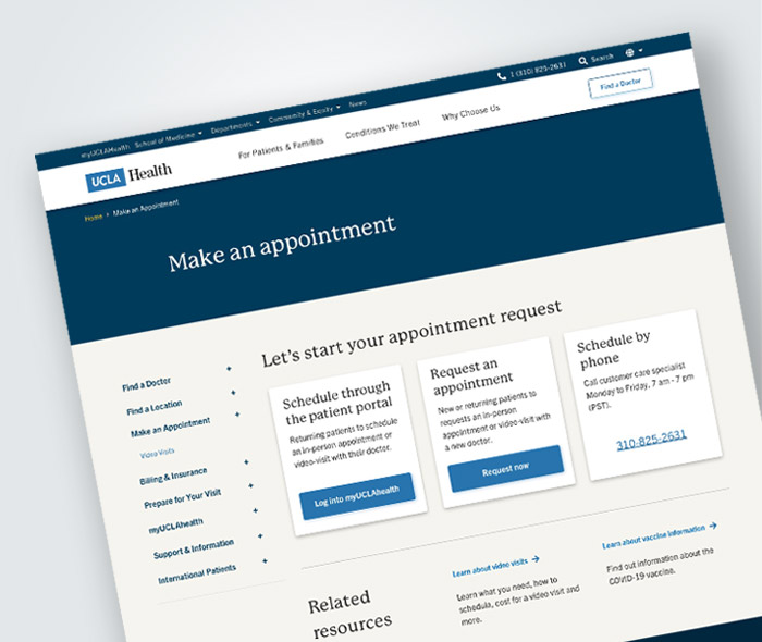 Thumbnail image of final Make an Appointment landing page.