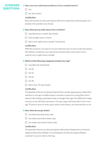 Screener Questions