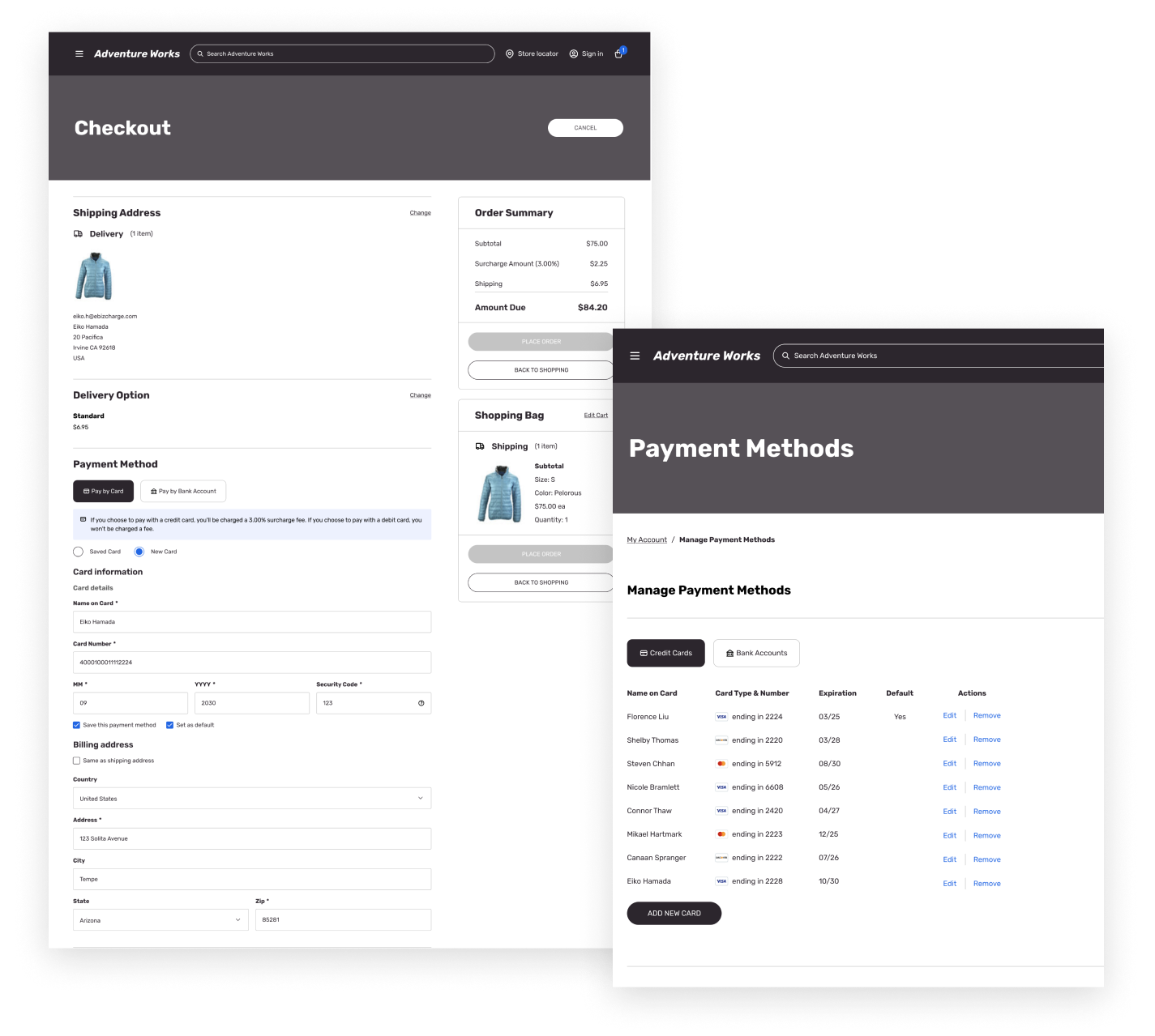 Payment and manage payment methods module hero.